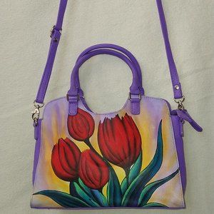 Designer Purple Floral SUKRITI Hand Painted Shoulder Bag